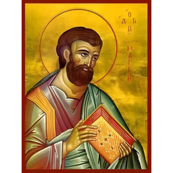 Εικόνα Ορθοδοξίας με περίγραμμα χρυσό σε ξύλο Φλαμουρίας  με  βάση Εικόνα ΑΓΙΟΣ ΑΠΟΣΤΟΛΟΣ ΚΑΙ ΕΥΑΓΓΕΛΙΣΤΗΣ ΜΑΡΚΟΣ Χειροποίητη Ελληνορθόδοξη εικόνα του Ιησού Χριστού, Κρεμαστή πλάκα βυζαντινής τέχνης, χριστιανική τέχνη Διάσταση 15x11 cm (5,9x4,3 ίντσες)  INTRAEK-337757865041 - Image 1