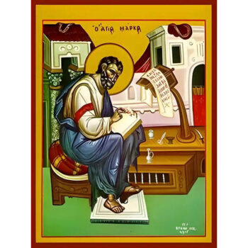 Εικόνα Ορθοδοξίας με περίγραμμα χρυσό σε ξύλο Φλαμουρίας  με  βάση Εικόνα ΑΓΙΟΣ ΑΠΟΣΤΟΛΟΣ ΚΑΙ ΕΥΑΓΓΕΛΙΣΤΗΣ ΜΑΡΚΟΣ, ΟΛΟΣΩΜΟΣ Χειροποίητη Ελληνορθόδοξη εικόνα του Ιησού Χριστού, Κρεμαστή πλάκα βυζαντινής τέχνης, χριστιανική τέχνη Διάσταση 15x11 cm (5,9x4,3 ίντσες)  INTRAEK-337757865038 - Image 1