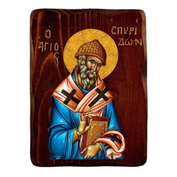 Εικόνα Ορθοδοξίας με περίγραμμα χρυσό σε ξύλο Φλαμουρίας  με  βάση Εικόνα Αγίου Σπυρίδωνα, Χειροποίητη ελληνική εικόνα του Αγίου Σπυρίδωνα, επιτοίχια πλάκα βυζαντινής τέχνης, θρησκευτικό δώρο, χριστιανική διακόσμηση Διάσταση 15x11 cm (5,9 x 4,3 ίντσες) INTRAEK-16723747 - Image 1