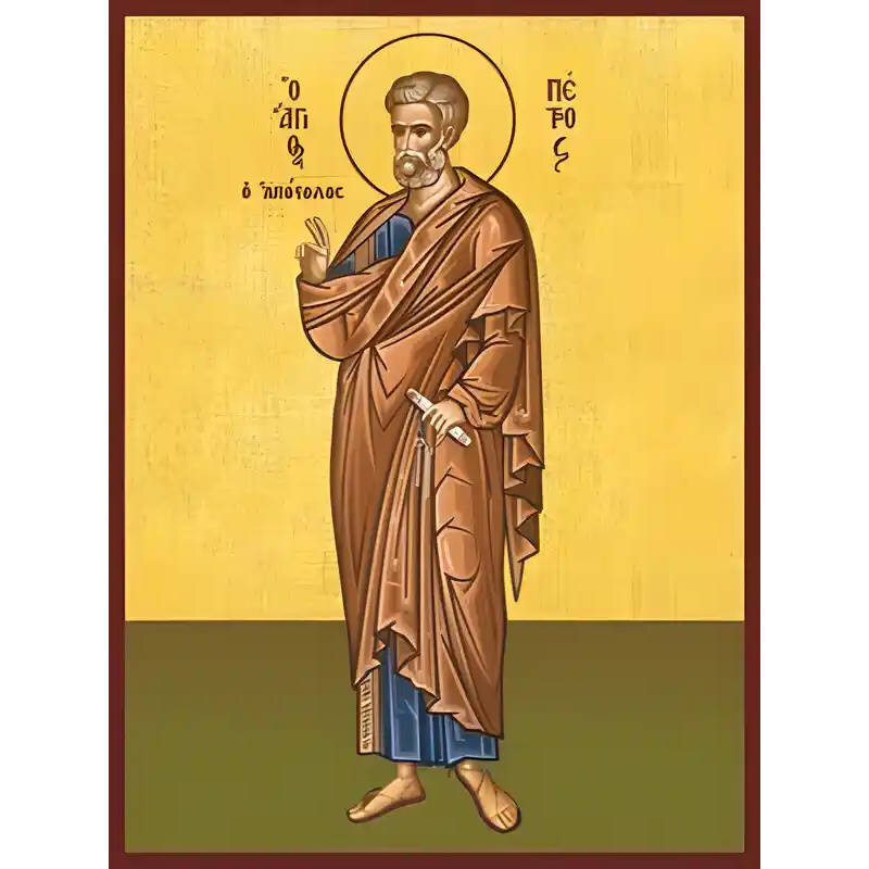 Εικόνα Ορθοδοξίας με περίγραμμα χρυσό σε ξύλο Φλαμουρίας  με  βάση Εικόνα ΑΓΙΟΣ ΑΠΟΣΤΟΛΟΣ ΠΕΤΡΟΣ, ΟΛΟΣΩΜΟΣ Χειροποίητη Ελληνορθόδοξη εικόνα του Ιησού Χριστού, Κρεμαστή πλάκα βυζαντινής τέχνης, χριστιανική τέχνη Διάσταση 15x11 cm (5,9x4,3 ίντσες)  INTRAEK-337757865020