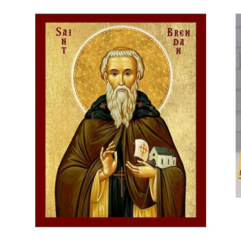 Εικόνα Ορθοδοξίας με περίγραμμα χρυσό σε ξύλο Φλαμουρίας με βάση Εικόνα Αγίου Μπρένταν του Πλοηγού, Χειροποίητη Χριστιανική Εικόνα του Αγίου Μπρένταν, Πλακέτα Βυζαντινής Τέχνης, Χριστιανική Θρησκευτική Τέχνη Διάσταση 15x11 cm (5,9 x 4,3 ίντσες) INTRAEK-16723726 - Image 1