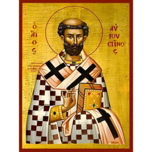 Εικόνα Ορθοδοξίας με περίγραμμα χρυσό σε ξύλο Φλαμουρίας  με  βάση Εικόνα ΑΓΙΟΣ ΑΥΓΟΥΣΤΙΝΟΣ Χειροποίητη Ελληνορθόδοξη εικόνα του Ιησού Χριστού, Κρεμαστή πλάκα βυζαντινής τέχνης, χριστιανική τέχνη Διάσταση 15x11 cm (5,9x4,3 ίντσες)  INTRAEK-337757864996