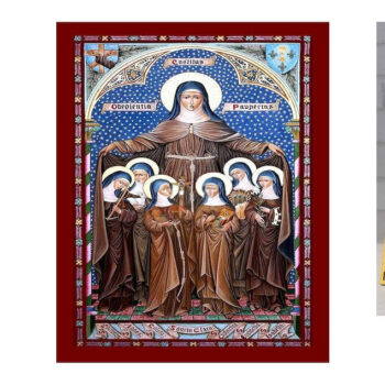 Εικόνα Ορθοδοξίας με περίγραμμα χρυσό σε ξύλο Φλαμουρίας  με  βάση Εικόνα Saint Clare of Assisi, Χειροποίητη Θρησκευτική Εικόνα Saint Clare of Assisi, Επιτοίχια Βυζαντινή Τέχνη, Χριστιανική Θρησκευτική Τέχνη Διάσταση 15x11 cm (5,9 x 4,3 ίντσες) INTRAEK-16723704 - Image 1