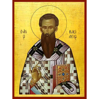 Εικόνα Ορθοδοξίας με περίγραμμα χρυσό σε ξύλο Φλαμουρίας  με  βάση Εικόνα ΑΓΙΟΣ ΒΑΣΙΛΕΙΟΣ Ο ΜΕΓΑΣ, ΑΡΧΙΕΠΙΣΚΟΠΟΣ ΚΑΙΣΑΡΕΙΑΣ, ΚΑΠΠΑΔΟΚΙΑ Χειροποίητη Ελληνορθόδοξη εικόνα του Ιησού Χριστού, Κρεμαστή πλάκα βυζαντινής τέχνης, χριστιανική τέχνη Διάσταση 15x11 cm (5,9x4,3 ίντσες)  INTRAEK-337757864990 - Image 1