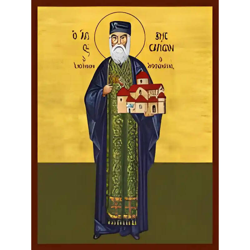 Εικόνα Ορθοδοξίας με περίγραμμα χρυσό σε ξύλο Φλαμουρίας  με  βάση Εικόνα ΑΓΙΟΣ ΒΗΣΣΑΡΙΩΝ Ο ΑΓΑΘΩΝΙΤΗΣ, ΟΛΟΣΩΜΟΣ Χειροποίητη Ελληνορθόδοξη εικόνα του Ιησού Χριστού, Κρεμαστή πλάκα βυζαντινής τέχνης, χριστιανική τέχνη Διάσταση 15x11 cm (5,9x4,3 ίντσες)  INTRAEK-337757864981