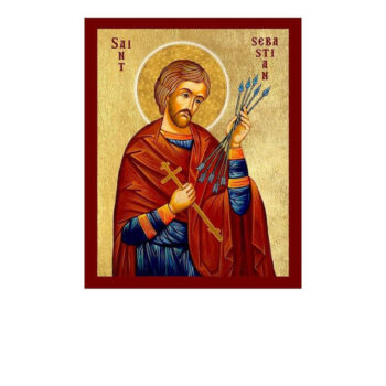 Εικόνα Ορθοδοξίας με περίγραμμα χρυσό σε ξύλο Φλαμουρίας  με  βάση Εικόνα Αγίου Σεβαστιανού της Ρώμης, Χειροποίητη Καθολική Εικόνα Αγίου Σεβαστιανού της Ρώμης, Κρεμαστή πλάκα Βυζαντινής Τέχνης, Χριστιανική Θρησκευτική Τέχνη Διάσταση 15x11 cm (5,9 x 4,3 ίντσες) INTRAEK-16723691 - Image 1