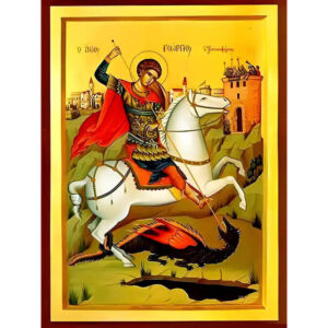 Εικόνα Ορθοδοξίας με περίγραμμα χρυσό σε ξύλο Φλαμουρίας με βάση Εικόνα ΑΓΙΟΣ ΓΕΩΡΓΙΟΣ Ο ΤΡΟΠΑΙΟΦΟΡΟΣ, ΕΦΙΠΠΟΣ Χειροποίητη Ελληνορθόδοξη εικόνα του Ιησού Χριστού, Κρεμαστή πλάκα βυζαντινής τέχνης, χριστιανική τέχνη Διάσταση 15x11 cm (5,9x4,3 ίντσες) INTRAEK-337757864954