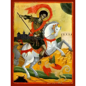 Εικόνα Ορθοδοξίας με περίγραμμα χρυσό σε ξύλο Φλαμουρίας με βάση Εικόνα ΑΓΙΟΣ ΓΕΩΡΓΙΟΣ Ο ΤΡΟΠΑΙΟΦΟΡΟΣ, ΕΦΙΠΠΟΣ Χειροποίητη Ελληνορθόδοξη εικόνα του Ιησού Χριστού, Κρεμαστή πλάκα βυζαντινής τέχνης, χριστιανική τέχνη Διάσταση 15x11 cm (5,9x4,3 ίντσες) INTRAEK-337757864950