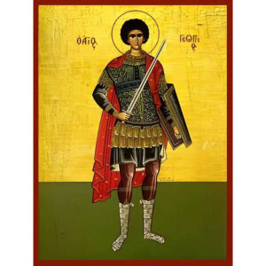 Εικόνα Ορθοδοξίας με περίγραμμα χρυσό σε ξύλο Φλαμουρίας με βάση Εικόνα ΑΓΙΟΣ ΓΕΩΡΓΙΟΣ Ο ΤΡΟΠΑΙΟΦΟΡΟΣ, ΟΛΟΣΩΜΟΣ Χειροποίητη Ελληνορθόδοξη εικόνα του Ιησού Χριστού, Κρεμαστή πλάκα βυζαντινής τέχνης, χριστιανική τέχνη Διάσταση 15x11 cm (5,9x4,3 ίντσες) INTRAEK-337757864935