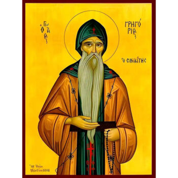 Εικόνα Ορθοδοξίας με περίγραμμα χρυσό σε ξύλο Φλαμουρίας  με  βάση Εικόνα ΑΓΙΟΣ ΓΡΗΓΟΡΙΟΣ ΣΙΝΑΪΤΗΣ Χειροποίητη Ελληνορθόδοξη εικόνα του Ιησού Χριστού, Κρεμαστή πλάκα βυζαντινής τέχνης, χριστιανική τέχνη Διάσταση 15x11 cm (5,9x4,3 ίντσες)  INTRAEK-337757864925 - Image 1