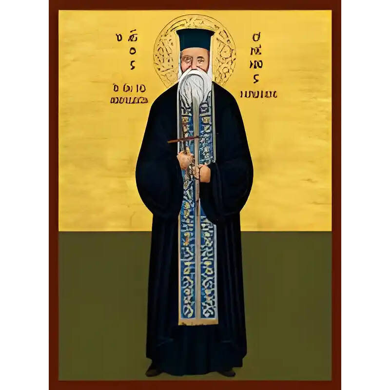 Εικόνα Ορθοδοξίας με περίγραμμα χρυσό σε ξύλο Φλαμουρίας  με  βάση Εικόνα ΑΓΙΟΣ ΕΥΜΕΝΙΟΣ ΣΑΡΙΔΑΚΗΣ, ΟΛΟΣΩΜΟΣ Χειροποίητη Ελληνορθόδοξη εικόνα του Ιησού Χριστού, Κρεμαστή πλάκα βυζαντινής τέχνης, χριστιανική τέχνη Διάσταση 15x11 cm (5,9x4,3 ίντσες)  INTRAEK-337757864871