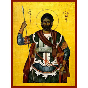 Εικόνα Ορθοδοξίας με περίγραμμα χρυσό σε ξύλο Φλαμουρίας με βάση Εικόνα ΑΓΙΟΣ ΕΥΣΤΑΘΙΟΣ ΠΛΑΚΙΔΑΣ, Ο ΜΕΓΑΛΟΜΑΡΤΥΣ Χειροποίητη Ελληνορθόδοξη εικόνα του Ιησού Χριστού, Κρεμαστή πλάκα βυζαντινής τέχνης, χριστιανική τέχνη Διάσταση 15x11 cm (5,9x4,3 ίντσες) INTRAEK-337757864869