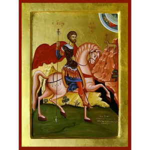Εικόνα Ορθοδοξίας με περίγραμμα χρυσό σε ξύλο Φλαμουρίας με βάση Εικόνα ΑΓΙΟΣ ΕΥΣΤΑΘΙΟΣ ΠΛΑΚΙΔΑΣ, Ο ΜΕΓΑΛΟΜΑΡΤΥΣ, ΕΦΙΠΠΟΣ Χειροποίητη Ελληνορθόδοξη εικόνα του Ιησού Χριστού, Κρεμαστή πλάκα βυζαντινής τέχνης, χριστιανική τέχνη Διάσταση 15x11 cm (5,9x4,3 ίντσες) INTRAEK-337757864868