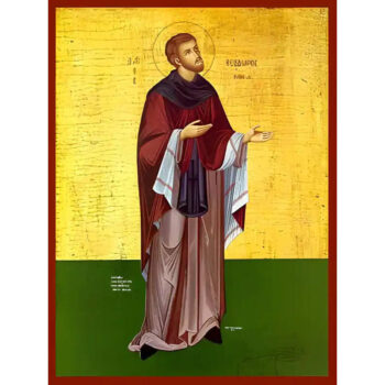 Εικόνα Ορθοδοξίας με περίγραμμα χρυσό σε ξύλο Φλαμουρίας  με  βάση Εικόνα ΑΓΙΟΣ ΘΕΟΔΩΡΟΣ ΚΥΘΗΡΩΝ, ΟΛΟΣΩΜΟΣ Χειροποίητη Ελληνορθόδοξη εικόνα του Ιησού Χριστού, Κρεμαστή πλάκα βυζαντινής τέχνης, χριστιανική τέχνη Διάσταση 15x11 cm (5,9x4,3 ίντσες)  INTRAEK-337757864854 - Image 1