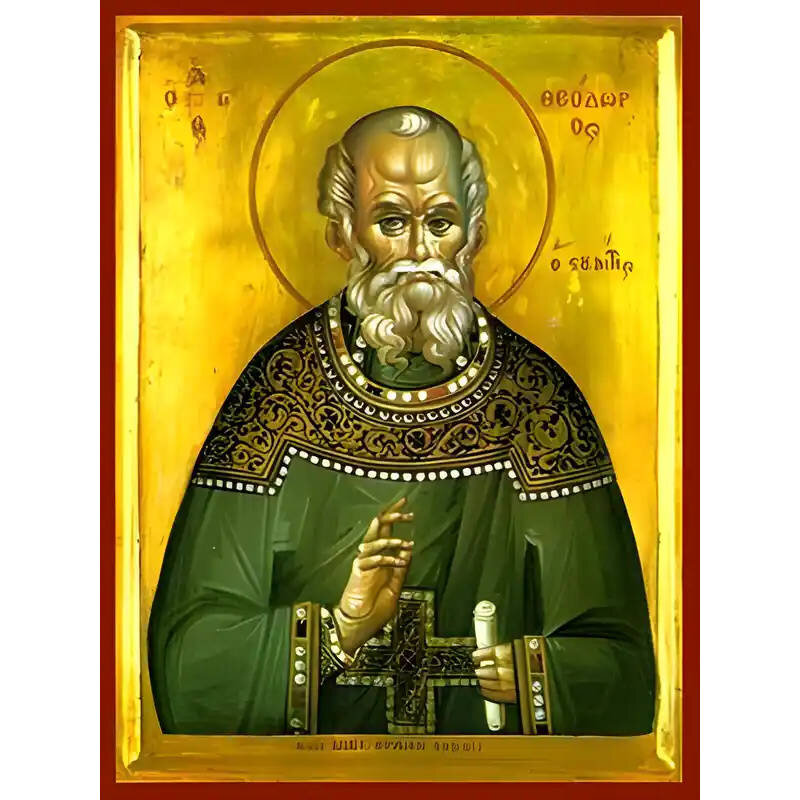 Εικόνα Ορθοδοξίας με περίγραμμα χρυσό σε ξύλο Φλαμουρίας  με  βάση Εικόνα ΑΓΙΟΣ ΘΕΟΔΩΡΟΣ, Ο ΣΤΟΥΔΙΤΗΣ Χειροποίητη Ελληνορθόδοξη εικόνα του Ιησού Χριστού, Κρεμαστή πλάκα βυζαντινής τέχνης, χριστιανική τέχνη Διάσταση 15x11 cm (5,9x4,3 ίντσες)  INTRAEK-337757864849