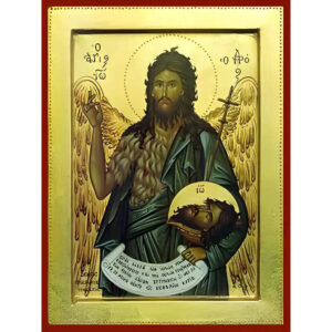 Εικόνα Ορθοδοξίας με περίγραμμα χρυσό σε ξύλο Φλαμουρίας  με  βάση Εικόνα ΑΓΙΟΣ ΙΩΑΝΝΗΣ Ο ΠΡΟΔΡΟΜΟΣ Χειροποίητη Ελληνορθόδοξη εικόνα του Ιησού Χριστού, Κρεμαστή πλάκα βυζαντινής τέχνης, χριστιανική τέχνη Διάσταση 15x11 cm (5,9x4,3 ίντσες)  INTRAEK-337757864806