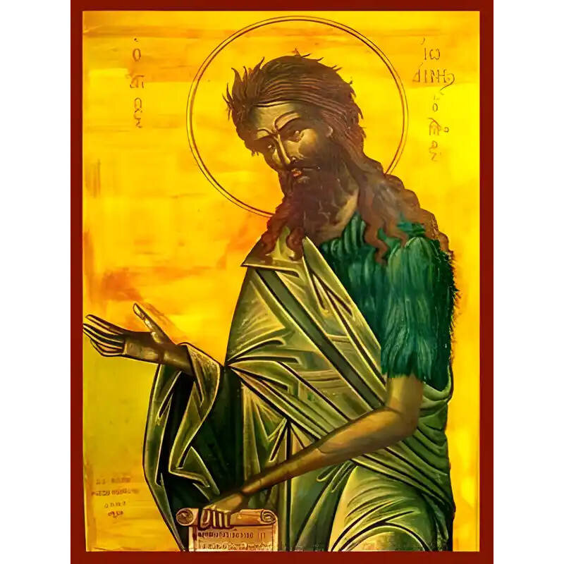 Εικόνα Ορθοδοξίας με περίγραμμα χρυσό σε ξύλο Φλαμουρίας  με  βάση Εικόνα ΑΓΙΟΣ ΙΩΑΝΝΗΣ Ο ΠΡΟΔΡΟΜΟΣ, ΔΕΟΜΕΝΟΣ Χειροποίητη Ελληνορθόδοξη εικόνα του Ιησού Χριστού, Κρεμαστή πλάκα βυζαντινής τέχνης, χριστιανική τέχνη Διάσταση 15x11 cm (5,9x4,3 ίντσες)  INTRAEK-337757864802