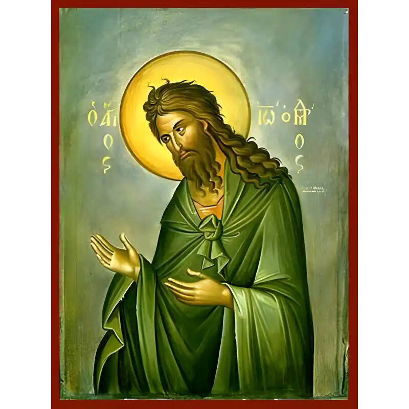 Εικόνα Ορθοδοξίας με περίγραμμα χρυσό σε ξύλο Φλαμουρίας  με  βάση Εικόνα ΑΓΙΟΣ ΙΩΑΝΝΗΣ Ο ΠΡΟΔΡΟΜΟΣ, ΔΕΟΜΕΝΟΣ Χειροποίητη Ελληνορθόδοξη εικόνα του Ιησού Χριστού, Κρεμαστή πλάκα βυζαντινής τέχνης, χριστιανική τέχνη Διάσταση 15x11 cm (5,9x4,3 ίντσες)  INTRAEK-337757864799