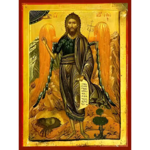 Εικόνα Ορθοδοξίας με περίγραμμα χρυσό σε ξύλο Φλαμουρίας  με  βάση Εικόνα ΑΓΙΟΣ ΙΩΑΝΝΗΣ Ο ΠΡΟΔΡΟΜΟΣ, ΠΟΥΛΙ ΤΗΣ ΕΡΗΜΟΥ Χειροποίητη Ελληνορθόδοξη εικόνα του Ιησού Χριστού, Κρεμαστή πλάκα βυζαντινής τέχνης, χριστιανική τέχνη Διάσταση 15x11 cm (5,9x4,3 ίντσες)  INTRAEK-337757864790