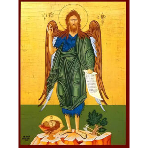 Εικόνα Ορθοδοξίας με περίγραμμα χρυσό σε ξύλο Φλαμουρίας  με  βάση Εικόνα ΑΓΙΟΣ ΙΩΑΝΝΗΣ Ο ΠΡΟΔΡΟΜΟΣ, ΠΟΥΛΙ ΤΗΣ ΕΡΗΜΟΥ Χειροποίητη Ελληνορθόδοξη εικόνα του Ιησού Χριστού, Κρεμαστή πλάκα βυζαντινής τέχνης, χριστιανική τέχνη Διάσταση 15x11 cm (5,9x4,3 ίντσες)  INTRAEK-337757864789