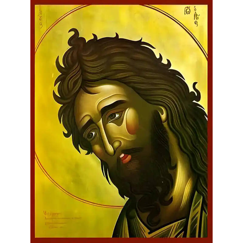 Εικόνα Ορθοδοξίας με περίγραμμα χρυσό σε ξύλο Φλαμουρίας  με  βάση Εικόνα ΑΓΙΟΣ ΙΩΑΝΝΗΣ Ο ΠΡΟΔΡΟΜΟΣ, ΠΡΟΤΟΜΗ Χειροποίητη Ελληνορθόδοξη εικόνα του Ιησού Χριστού, Κρεμαστή πλάκα βυζαντινής τέχνης, χριστιανική τέχνη Διάσταση 15x11 cm (5,9x4,3 ίντσες)  INTRAEK-337757864785