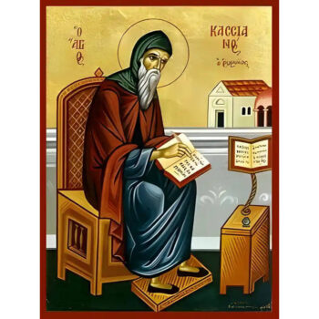 Εικόνα Ορθοδοξίας με περίγραμμα χρυσό σε ξύλο Φλαμουρίας με βάση Εικόνα ΑΓΙΟΣ ΚΑΣΣΙΑΝΟΣ Ο ΡΩΜΑΙΟΣ, ΗΓΟΥΜΕΝΟΣ, ΟΛΟΣΩΜΟΣ Χειροποίητη Ελληνορθόδοξη εικόνα του Ιησού Χριστού, Κρεμαστή πλάκα βυζαντινής τέχνης, χριστιανική τέχνη Διάσταση 15x11 cm (5,9x4,3 ίντσες) INTRAEK-337757864765 - Image 1