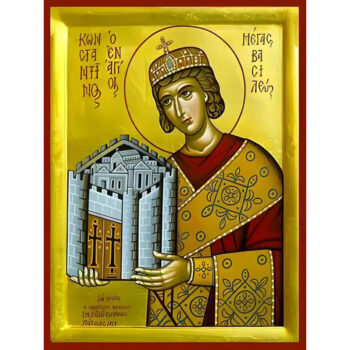 Εικόνα Ορθοδοξίας με περίγραμμα χρυσό σε ξύλο Φλαμουρίας με βάση Εικόνα ΑΓΙΟΣ ΚΩΝΣΤΑΝΤΙΝΟΣ Ο ΜΕΓΑΣ Χειροποίητη Ελληνορθόδοξη εικόνα του Ιησού Χριστού, Κρεμαστή πλάκα βυζαντινής τέχνης, χριστιανική τέχνη Διάσταση 15x11 cm (5,9x4,3 ίντσες) INTRAEK-337757864755 - Image 1