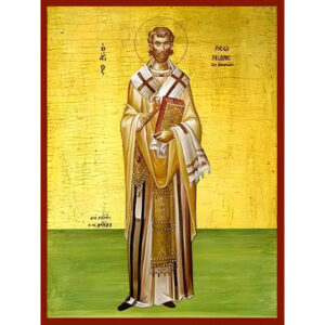 Εικόνα Ορθοδοξίας με περίγραμμα χρυσό σε ξύλο Φλαμουρίας  με  βάση Εικόνα ΑΓΙΟΣ ΛΕΩΝΙΔΗΣ, ΕΠΙΣΚΟΠΟΣ ΑΘΗΝΩΝ, ΟΛΟΣΩΜΟΣ Χειροποίητη Ελληνορθόδοξη εικόνα του Ιησού Χριστού, Κρεμαστή πλάκα βυζαντινής τέχνης, χριστιανική τέχνη Διάσταση 15x11 cm (5,9x4,3 ίντσες)  INTRAEK-337757864746