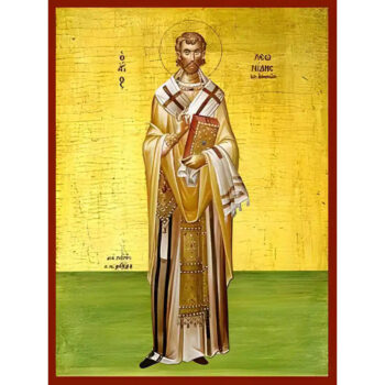 Εικόνα Ορθοδοξίας με περίγραμμα χρυσό σε ξύλο Φλαμουρίας με βάση Εικόνα ΑΓΙΟΣ ΛΕΩΝΙΔΗΣ, ΕΠΙΣΚΟΠΟΣ ΑΘΗΝΩΝ, ΟΛΟΣΩΜΟΣ Χειροποίητη Ελληνορθόδοξη εικόνα του Ιησού Χριστού, Κρεμαστή πλάκα βυζαντινής τέχνης, χριστιανική τέχνη Διάσταση 15x11 cm (5,9x4,3 ίντσες) INTRAEK-337757864746 - Image 1