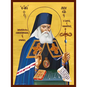 Εικόνα Ορθοδοξίας με περίγραμμα χρυσό σε ξύλο Φλαμουρίας  με  βάση Εικόνα ΑΓΙΟΣ ΛΟΥΚΑΣ, ΙΑΤΡΟΣ ΚΑΙ ΟΜΟΛΟΓΗΤΗΣ, ΑΡΧΙΕΠΙΣΚΟΠΟΣ ΣΥΜΦΕΡΟΥΠΟΛΕΩΣ ΚΑΙ ΚΡΙΜΑΙΑΣ Χειροποίητη Ελληνορθόδοξη εικόνα του Ιησού Χριστού, Κρεμαστή πλάκα βυζαντινής τέχνης, χριστιανική τέχνη Διάσταση 15x11 cm (5,9x4,3 ίντσες)  INTRAEK-337757864743