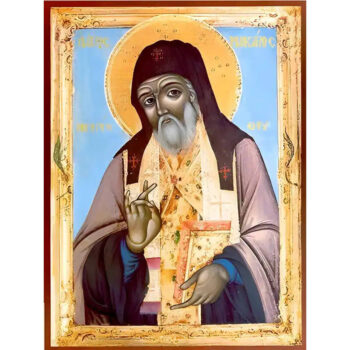 Εικόνα Ορθοδοξίας με περίγραμμα χρυσό σε ξύλο Φλαμουρίας  με  βάση Εικόνα ΑΓΙΟΣ ΜΑΚΑΡΙΟΣ ΝΟΤΑΡΑΣ, ΑΡΧΙΕΠΙΣΚΟΠΟΣ ΚΟΡΙΝΘΟΥ Χειροποίητη Ελληνορθόδοξη εικόνα του Ιησού Χριστού, Κρεμαστή πλάκα βυζαντινής τέχνης, χριστιανική τέχνη Διάσταση 15x11 cm (5,9x4,3 ίντσες)  INTRAEK-337757864739 - Image 1