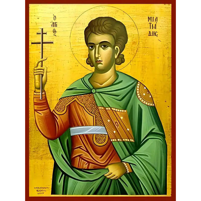 Εικόνα Ορθοδοξίας με περίγραμμα χρυσό σε ξύλο Φλαμουρίας  με  βάση Εικόνα ΑΓΙΟΣ ΜΙΛΤΙΑΔΗΣ, ΜΑΡΤΥΣ Χειροποίητη Ελληνορθόδοξη εικόνα του Ιησού Χριστού, Κρεμαστή πλάκα βυζαντινής τέχνης, χριστιανική τέχνη Διάσταση 15x11 cm (5,9x4,3 ίντσες)  INTRAEK-337757864715