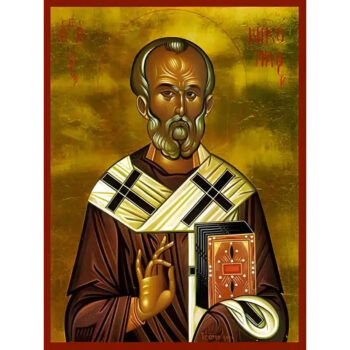 Εικόνα Ορθοδοξίας με περίγραμμα χρυσό σε ξύλο Φλαμουρίας  με  βάση Εικόνα ΑΓΙΟΣ ΝΙΚΟΛΑΟΣ, ΑΡΧΙΕΠΙΣΚΟΠΟΣ ΜΥΡΩΝ ΛΥΚΙΑΣ Χειροποίητη Ελληνορθόδοξη εικόνα του Ιησού Χριστού, Κρεμαστή πλάκα βυζαντινής τέχνης, χριστιανική τέχνη Διάσταση 15x11 cm (5,9x4,3 ίντσες)  INTRAEK-337757864680 - Image 1