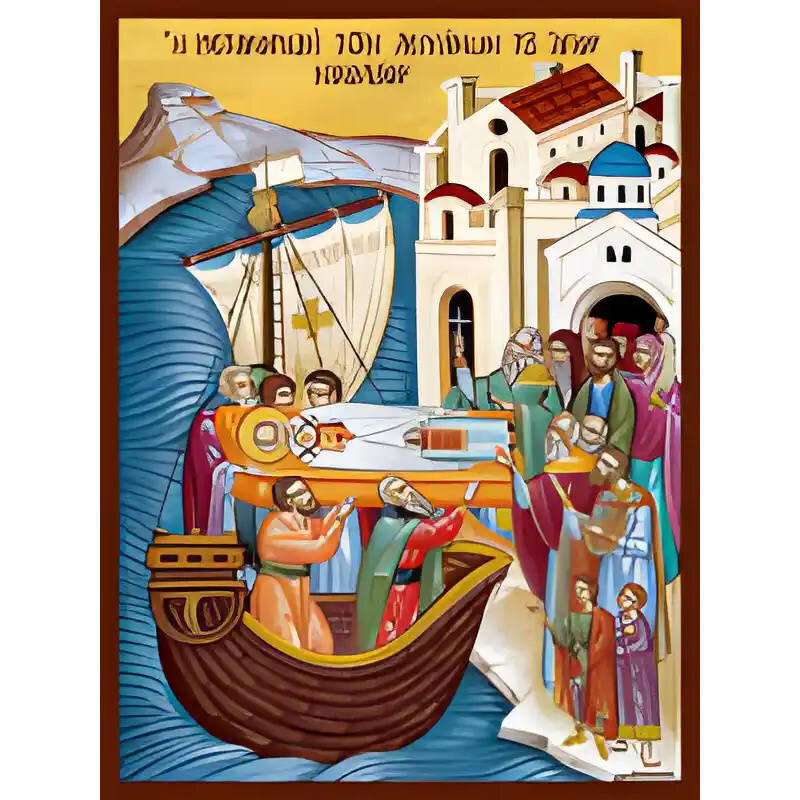 Εικόνα Ορθοδοξίας με περίγραμμα χρυσό σε ξύλο Φλαμουρίας  με  βάση Εικόνα ΑΓΙΟΣ ΝΙΚΟΛΑΟΣ, ΑΡΧΙΕΠΙΣΚΟΠΟΣ ΜΥΡΩΝ ΛΥΚΙΑΣ, ΑΝΑΚΟΜΙΔΗ ΚΑΙ ΜΕΤΑΚΟΜΙΔΗ ΤΩΝ ΛΕΙΨΑΝΩΝ ΕΙΣ ΜΠΑΡΙ ΙΤΑΛΙΑΣ Χειροποίητη Ελληνορθόδοξη εικόνα του Ιησού Χριστού, Κρεμαστή πλάκα βυζαντινής τέχνης, χριστιανική τέχνη Διάσταση 15x11 cm (5,9x4,3 ίντσες)  INTRAEK-337757864672