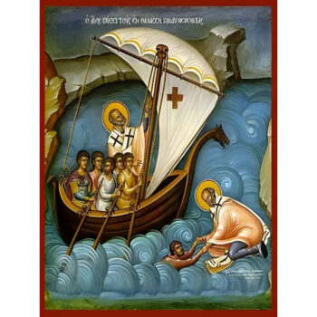 Εικόνα Ορθοδοξίας με περίγραμμα χρυσό σε ξύλο Φλαμουρίας  με  βάση Εικόνα ΑΓΙΟΣ ΝΙΚΟΛΑΟΣ, ΣΩΖΕΙ ΤΟΥΣ ΕΝ ΘΑΛΑΣΣΗ ΚΙΝΔΥΝΕΥΟΝΤΑΣ Χειροποίητη Ελληνορθόδοξη εικόνα του Ιησού Χριστού, Κρεμαστή πλάκα βυζαντινής τέχνης, χριστιανική τέχνη Διάσταση 15x11 cm (5,9x4,3 ίντσες)  INTRAEK-337757864661 - Image 1