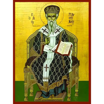 Εικόνα Ορθοδοξίας με περίγραμμα χρυσό σε ξύλο Φλαμουρίας με βάση Εικόνα ΑΓΙΟΣ ΠΑΡΘΕΝΙΟΣ, ΕΠΙΣΚΟΠΟΣ ΛΑΜΨΑΚΟΥ, ΕΝΘΡΟΝΟΣ Χειροποίητη Ελληνορθόδοξη εικόνα του Ιησού Χριστού, Κρεμαστή πλάκα βυζαντινής τέχνης, χριστιανική τέχνη Διάσταση 15x11 cm (5,9x4,3 ίντσες) INTRAEK-337757864632 - Image 1