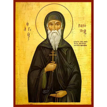 Εικόνα Ορθοδοξίας με περίγραμμα χρυσό σε ξύλο Φλαμουρίας με βάση Εικόνα ΑΓΙΟΣ ΠΑΤΑΠΙΟΣ Χειροποίητη Ελληνορθόδοξη εικόνα του Ιησού Χριστού, Κρεμαστή πλάκα βυζαντινής τέχνης, χριστιανική τέχνη Διάσταση 15x11 cm (5,9x4,3 ίντσες) INTRAEK-337757864631 - Image 1