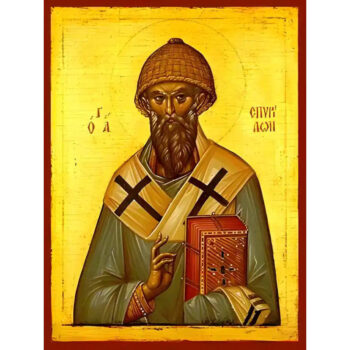 Εικόνα Ορθοδοξίας με περίγραμμα χρυσό σε ξύλο Φλαμουρίας  με  βάση Εικόνα ΑΓΙΟΣ ΣΠΥΡΙΔΩΝ, ΕΠΙΣΚΟΠΟΣ ΤΡΙΜΥΘΟΥΝΤΟΣ ΚΥΠΡΟΥ Χειροποίητη Ελληνορθόδοξη εικόνα του Ιησού Χριστού, Κρεμαστή πλάκα βυζαντινής τέχνης, χριστιανική τέχνη Διάσταση 15x11 cm (5,9x4,3 ίντσες)  INTRAEK-337757864589 - Image 1