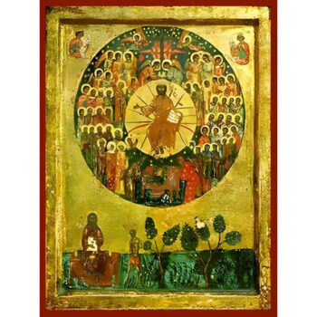 Εικόνα Ορθοδοξίας με περίγραμμα χρυσό σε ξύλο Φλαμουρίας με βάση Εικόνα ΑΓΙΩΝ ΠΑΝΤΩΝ Ο ΘΕΙΟΤΑΤΟΣ ΧΟΡΟΣ (ΑΓΙΟΙ ΠΑΝΤΕΣ) Χειροποίητη Ελληνορθόδοξη εικόνα του Ιησού Χριστού, Κρεμαστή πλάκα βυζαντινής τέχνης, χριστιανική τέχνη Διάσταση 15x11 cm (5,9x4,3 ίντσες) INTRAEK-337757864527 - Image 1