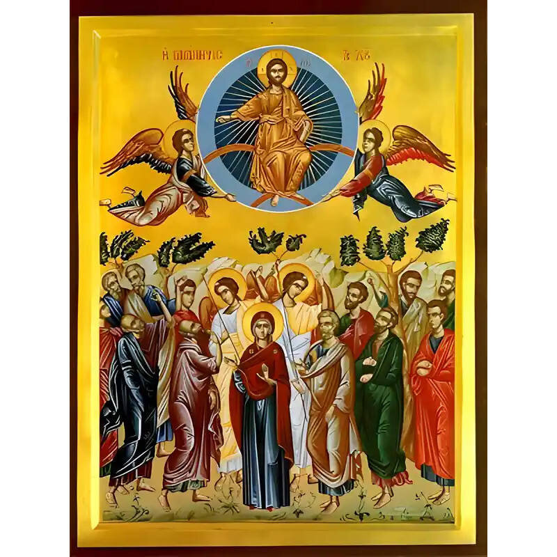 Εικόνα Ορθοδοξίας με περίγραμμα χρυσό σε ξύλο Φλαμουρίας  με  βάση Εικόνα ΑΝΑΛΗΨΙΣ ΧΡΙΣΤΟΥ Χειροποίητη Ελληνορθόδοξη εικόνα του Ιησού Χριστού, Κρεμαστή πλάκα βυζαντινής τέχνης, χριστιανική τέχνη Διάσταση 15x11 cm (5,9x4,3 ίντσες)  INTRAEK-337757864521