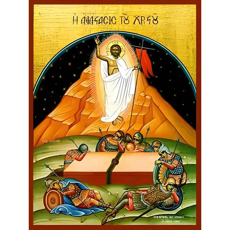 Εικόνα Ορθοδοξίας με περίγραμμα χρυσό σε ξύλο Φλαμουρίας  με  βάση Εικόνα ΑΝΑΣΤΑΣΙΣ ΧΡΙΣΤΟΥ Χειροποίητη Ελληνορθόδοξη εικόνα του Ιησού Χριστού, Κρεμαστή πλάκα βυζαντινής τέχνης, χριστιανική τέχνη Διάσταση 15x11 cm (5,9x4,3 ίντσες)  INTRAEK-337757864517