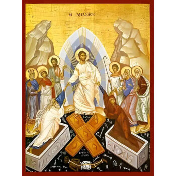 Εικόνα Ορθοδοξίας με περίγραμμα χρυσό σε ξύλο Φλαμουρίας  με  βάση Εικόνα ΑΝΑΣΤΑΣΙΣ ΧΡΙΣΤΟΥ (ΑΔΟΥ ΚΑΘΟΔΟΣ) Χειροποίητη Ελληνορθόδοξη εικόνα του Ιησού Χριστού, Κρεμαστή πλάκα βυζαντινής τέχνης, χριστιανική τέχνη Διάσταση 15x11 cm (5,9x4,3 ίντσες)  INTRAEK-337757864515 - Image 1