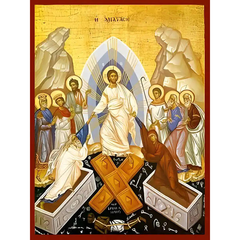 Εικόνα Ορθοδοξίας με περίγραμμα χρυσό σε ξύλο Φλαμουρίας  με  βάση Εικόνα ΑΝΑΣΤΑΣΙΣ ΧΡΙΣΤΟΥ (ΑΔΟΥ ΚΑΘΟΔΟΣ) Χειροποίητη Ελληνορθόδοξη εικόνα του Ιησού Χριστού, Κρεμαστή πλάκα βυζαντινής τέχνης, χριστιανική τέχνη Διάσταση 15x11 cm (5,9x4,3 ίντσες)  INTRAEK-337757864515