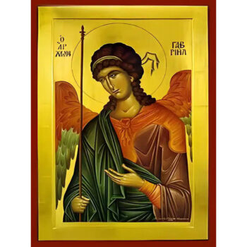 Εικόνα Ορθοδοξίας με περίγραμμα χρυσό σε ξύλο Φλαμουρίας  με  βάση Εικόνα ΑΡΧΑΓΓΕΛΟΣ ΓΑΒΡΙΗΛ Χειροποίητη Ελληνορθόδοξη εικόνα του Ιησού Χριστού, Κρεμαστή πλάκα βυζαντινής τέχνης, χριστιανική τέχνη Διάσταση 15x11 cm (5,9x4,3 ίντσες)  INTRAEK-337757864502 - Image 1