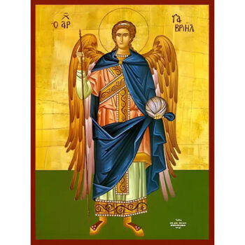 Εικόνα Ορθοδοξίας με περίγραμμα χρυσό σε ξύλο Φλαμουρίας  με  βάση Εικόνα ΑΡΧΑΓΓΕΛΟΣ ΓΑΒΡΙΗΛ, ΟΛΟΣΩΜΟΣ Χειροποίητη Ελληνορθόδοξη εικόνα του Ιησού Χριστού, Κρεμαστή πλάκα βυζαντινής τέχνης, χριστιανική τέχνη Διάσταση 15x11 cm (5,9x4,3 ίντσες)  INTRAEK-337757864498 - Image 1