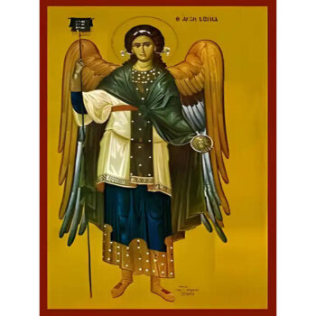 Εικόνα Ορθοδοξίας με περίγραμμα χρυσό σε ξύλο Φλαμουρίας  με  βάση Εικόνα ΑΡΧΑΓΓΕΛΟΣ ΓΑΒΡΙΗΛ, ΟΛΟΣΩΜΟΣ Χειροποίητη Ελληνορθόδοξη εικόνα του Ιησού Χριστού, Κρεμαστή πλάκα βυζαντινής τέχνης, χριστιανική τέχνη Διάσταση 15x11 cm (5,9x4,3 ίντσες)  INTRAEK-337757864497 - Image 1