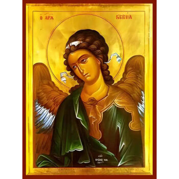 Εικόνα Ορθοδοξίας με περίγραμμα χρυσό σε ξύλο Φλαμουρίας  με  βάση Εικόνα ΑΡΧΑΓΓΕΛΟΣ ΓΑΒΡΙΗΛ, ΠΡΟΤΟΜΗ Χειροποίητη Ελληνορθόδοξη εικόνα του Ιησού Χριστού, Κρεμαστή πλάκα βυζαντινής τέχνης, χριστιανική τέχνη Διάσταση 15x11 cm (5,9x4,3 ίντσες)  INTRAEK-337757864495 - Image 1