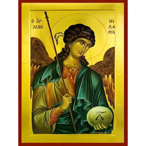 Εικόνα Ορθοδοξίας με περίγραμμα χρυσό σε ξύλο Φλαμουρίας  με  βάση Εικόνα ΑΡΧΑΓΓΕΛΟΣ ΜΙΧΑΗΛ Χειροποίητη Ελληνορθόδοξη εικόνα του Ιησού Χριστού, Κρεμαστή πλάκα βυζαντινής τέχνης, χριστιανική τέχνη Διάσταση 15x11 cm (5,9x4,3 ίντσες)  INTRAEK-337757864491
