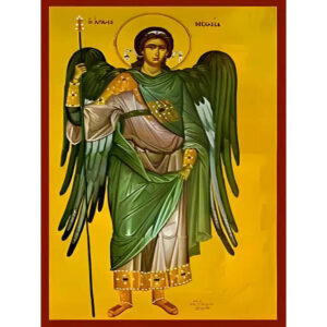 Εικόνα Ορθοδοξίας με περίγραμμα χρυσό σε ξύλο Φλαμουρίας  με  βάση Εικόνα ΑΡΧΑΓΓΕΛΟΣ ΜΙΧΑΗΛ, ΟΛΟΣΩΜΟΣ Χειροποίητη Ελληνορθόδοξη εικόνα του Ιησού Χριστού, Κρεμαστή πλάκα βυζαντινής τέχνης, χριστιανική τέχνη Διάσταση 15x11 cm (5,9x4,3 ίντσες)  INTRAEK-337757864480