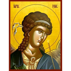 Εικόνα Ορθοδοξίας με περίγραμμα χρυσό σε ξύλο Φλαμουρίας  με  βάση Εικόνα ΑΡΧΑΓΓΕΛΟΣ ΜΙΧΑΗΛ, ΠΡΟΤΟΜΗ Χειροποίητη Ελληνορθόδοξη εικόνα του Ιησού Χριστού, Κρεμαστή πλάκα βυζαντινής τέχνης, χριστιανική τέχνη Διάσταση 15x11 cm (5,9x4,3 ίντσες)  INTRAEK-337757864478